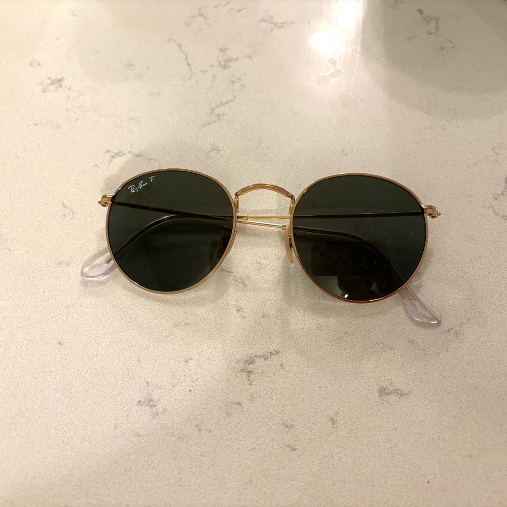 Ray-Ban Gold Frame Sunglasses with Dark Lenses